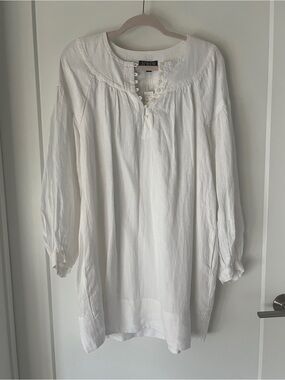 J.Crew White Linen Button-Front Dress
